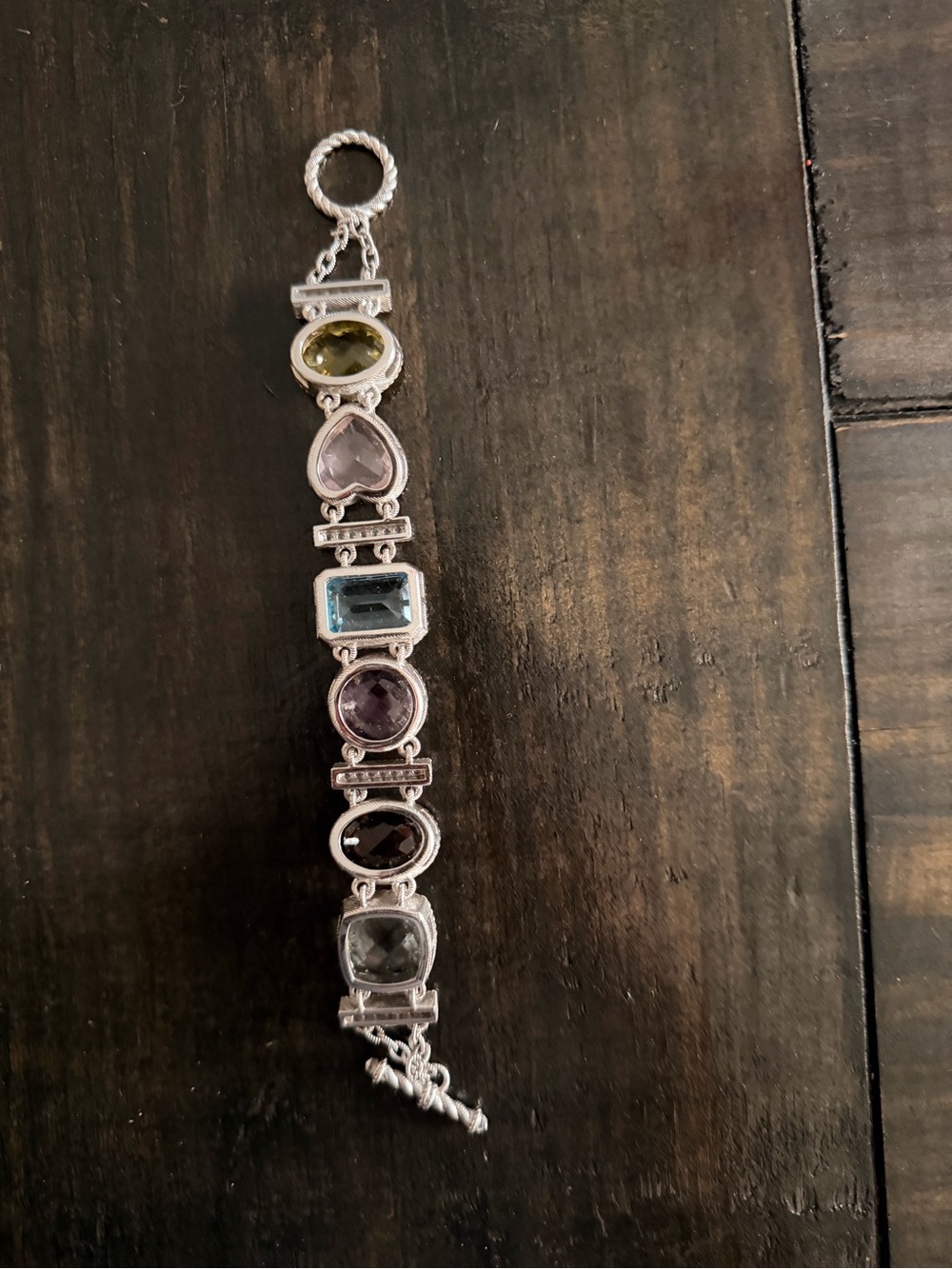 Judith Ripka Multi-Gemstone Bracelet in Yellow, Pink, Blue, Brown and Green - Picture 6 of 9